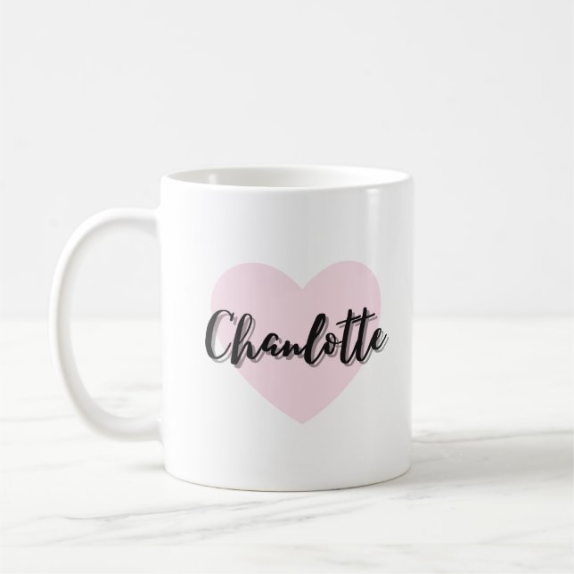 Café Xícara de Coração Cor-de-Rosa "Chanlotte" (Esquerda)