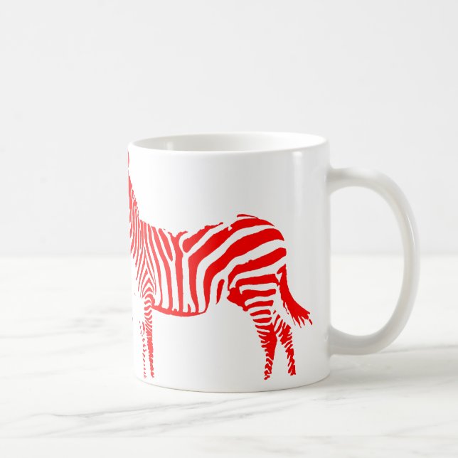 Café Zebra Red Silhouette Mug ou Caneca de viagem (Direita)