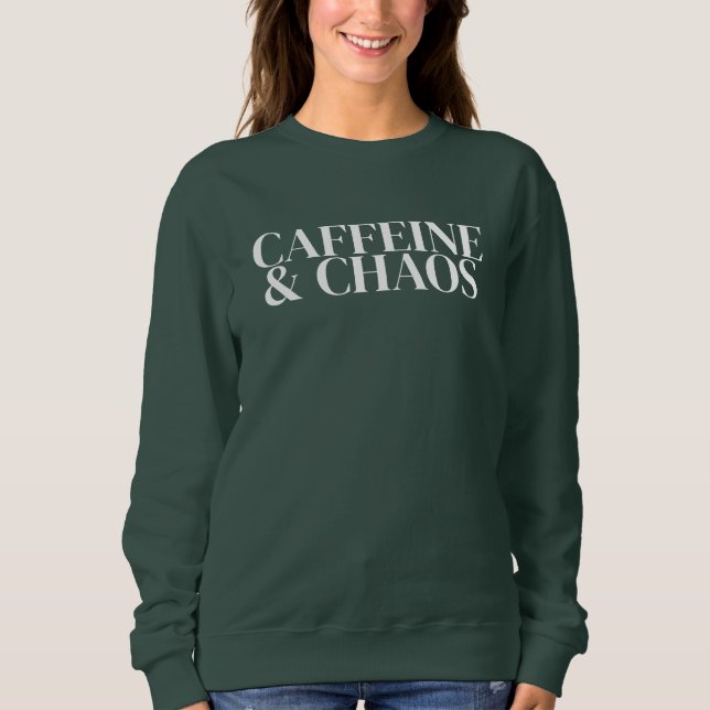 Cafeína e Caos, Camiseta Divertida de Mãe (Frente)