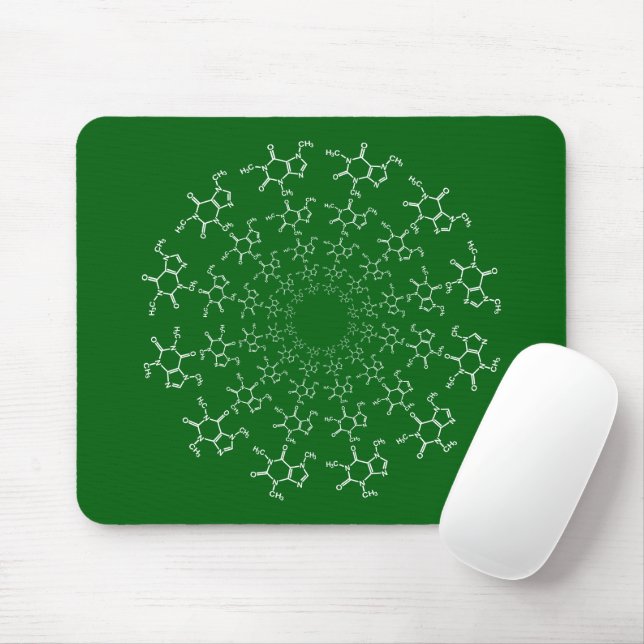 Caffeine Molecule Green Mouse Pad (Com mouse)