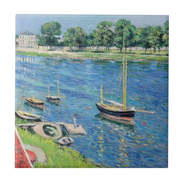 Caillebotte - Seine em Argenteuil, Barcos ancorado (Frente)