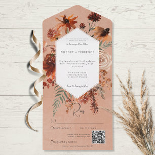 Cair Boho Rust e Peach Frame Floral Código QR