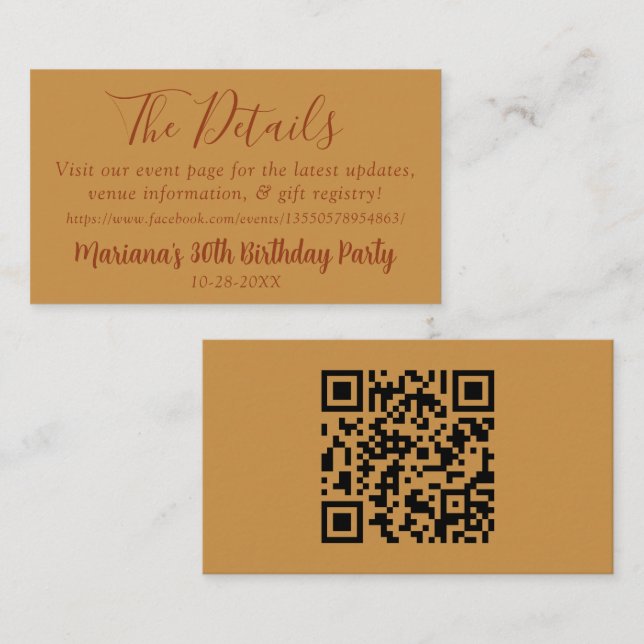 Cair Detalhes do Evento Cartão de Gabinete de Pági (Frente/Verso)