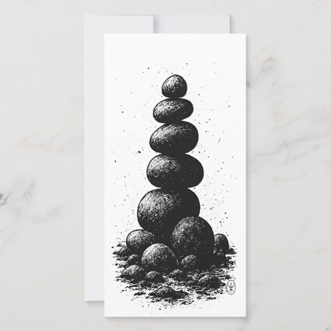 Cairn de Pedras Zen – Convite Ritual Minimalista (Frente)