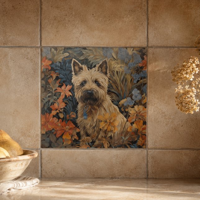 Cairn Terrier em um Jardim no Estilo William Morri (Criador carregado)