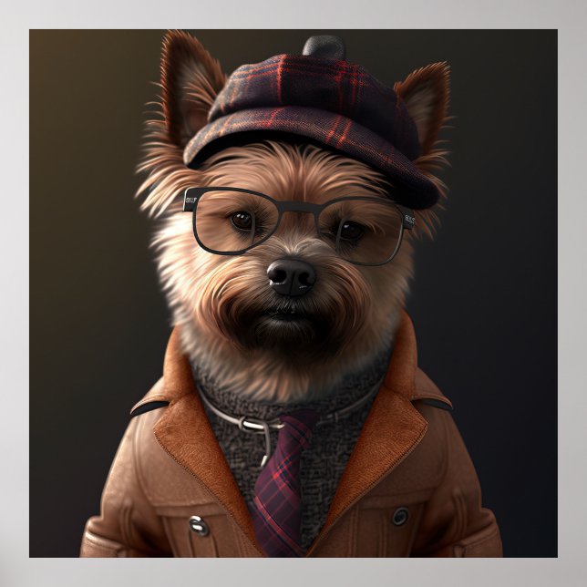 Cairn Terrier Hipster Poster (Frente)