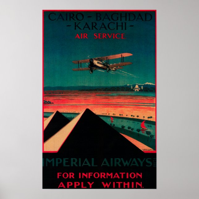 Cairo - Bagdad - Poster vintage Aéreo de Karachi (Frente)