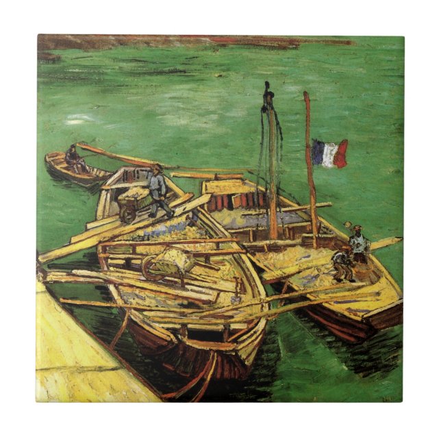 Cais de Van Gogh com Homens Descarregando Barcaças (Frente)