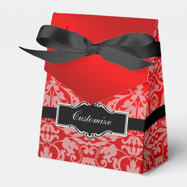 Caixa 2 do Favor do Damasco Personalizado Vermelho (Frente)