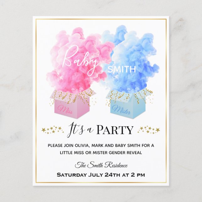 Caixa azul cor-de-rosa surpresa caixa dourada reve (Frente)