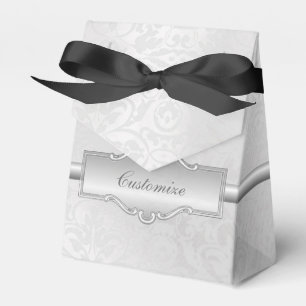 Caixa branca prateada personalizada do favor da