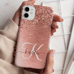 Caixa cintilante cintilante Bonito e com brilho de<br><div class="desc">Personalize facilmente esta design de capa de telefone de chic com tendência,  apresentando bonito cintilação cintilante de ouro rosa em um fundo metálico escovado de rosa dourado.</div>