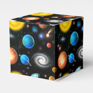 Caixa colorida do favor do espaço da astronomia