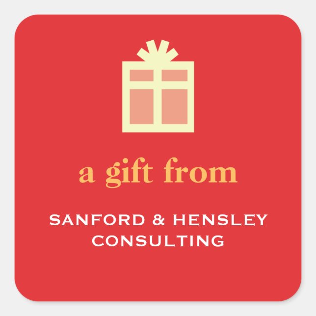 Caixa com etiqueta vermelha sofisticada de present (Frente)