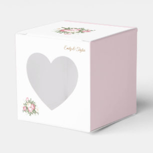 Caixa cor-de-rosa do favor do casamento do vintage
