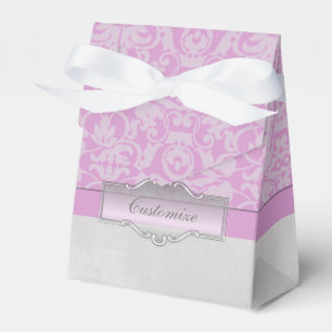 Caixa cor-de-rosa e branca personalizada do favor