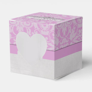 Caixa cor-de-rosa e branca personalizada do favor