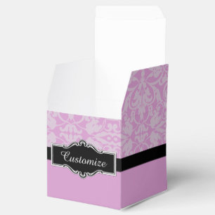 Caixa cor-de-rosa e preta personalizada do favor