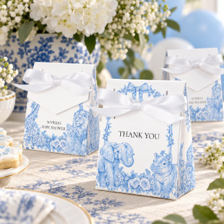 Caixa de Agradecimento Azul Toile de Jouy Safari B
