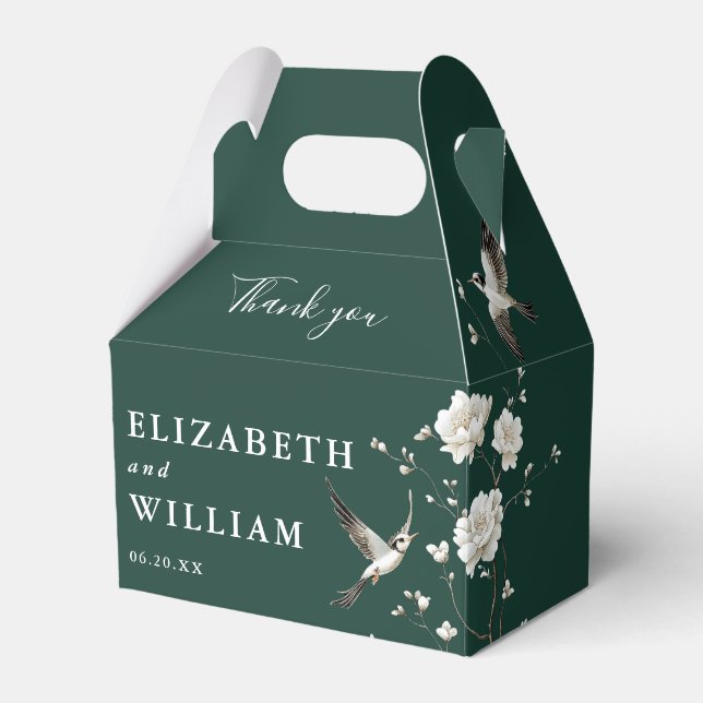 Caixa de Agradecimento de Casamento em Verde Esmer (Frente)