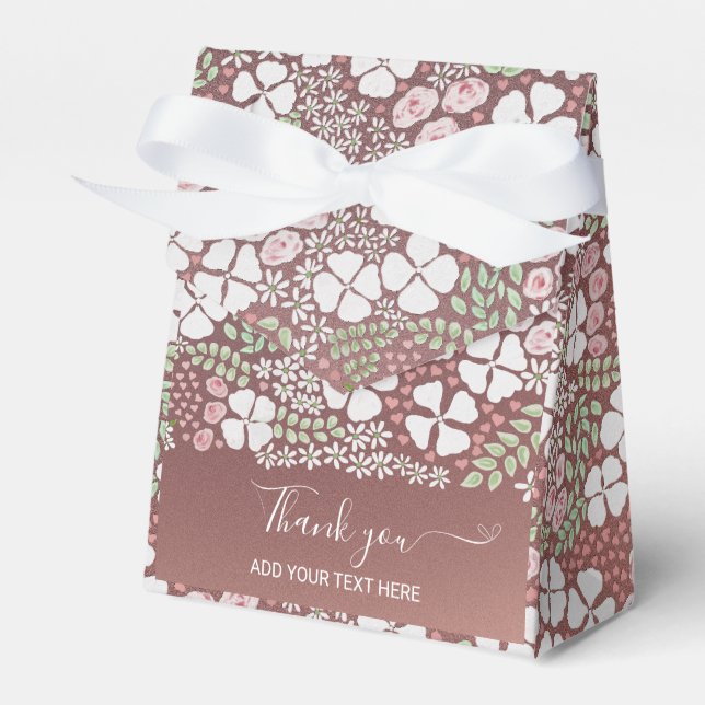 Caixa de Agradecimento de Flores Brancas com Rosas (Frente)