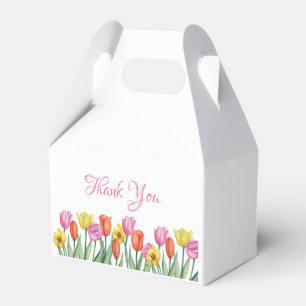 Caixa de Agradecimento de Tulipas em Aquarela