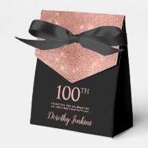 Caixa de Agradecimento Dourado Rosa de 100º Aniver