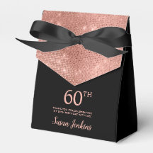 Caixa de Agradecimento Dourado Rosa de 60 Anos de 