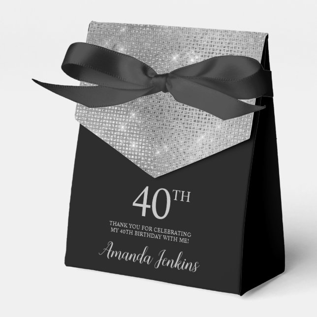 Caixa de Agradecimento Prata para 40º Aniversário (Frente)