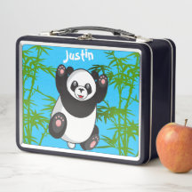 Caixa de Almoço Feliz e Bonito Panda Monograma