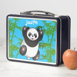 Caixa de Almoço Feliz e Bonito Panda Monograma
