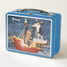 Caixa de Almoço Personalizada de Piratas de Gato/G