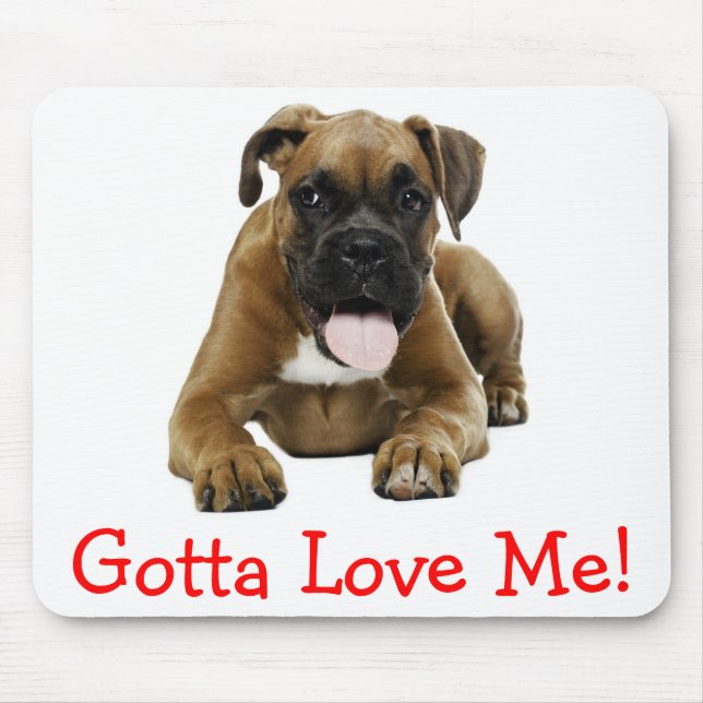Caixa de Amor do Cachorrinho Boxer Mousepad (Frente)