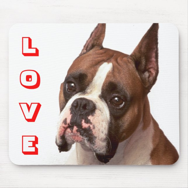 Caixa de Amor do Cachorrinho Boxer Mousepad (Frente)
