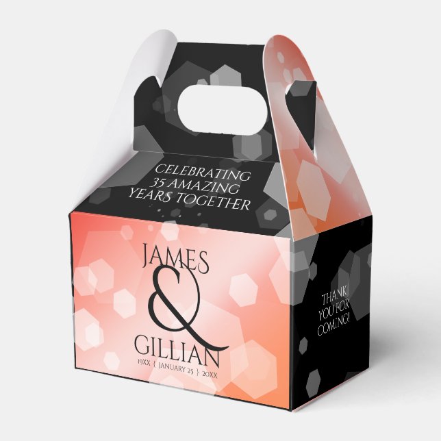 Caixa de Aniversário do Casamento Coral 35 (Frente)