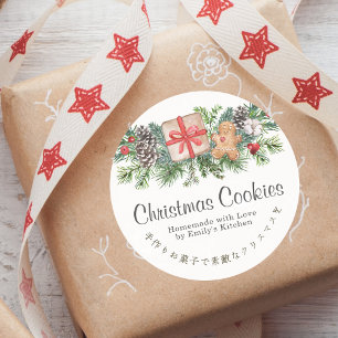 Caixa de Biscoitos de Natal com Aquarela Etiqueta