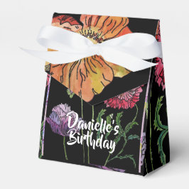 Caixa de Bolo de Aniversário com Papoula Laranja V