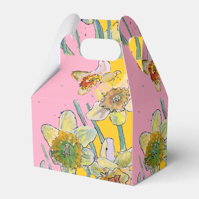 Caixa de Bolo de Aniversário com Pintura de Flor d (Frente)