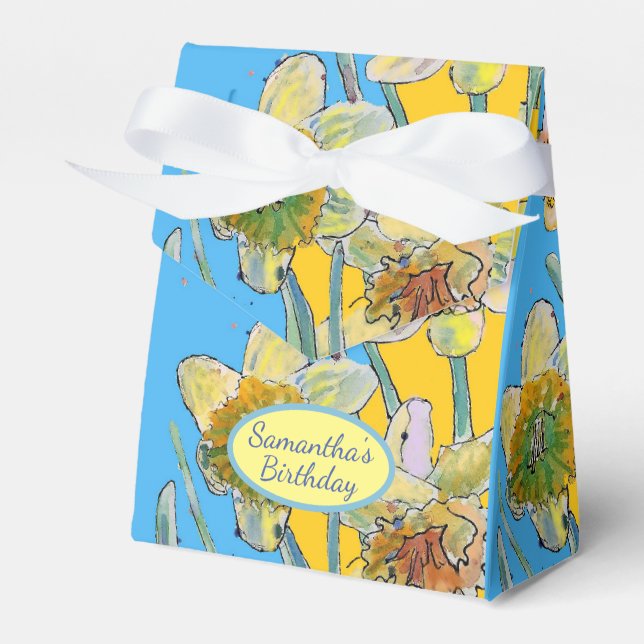 Caixa de Bolo de Aniversário com Pintura de Flor d (Frente)