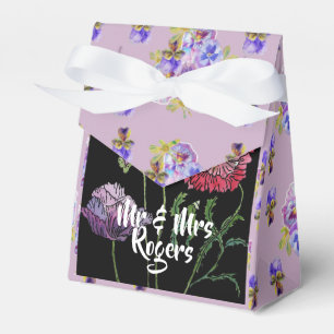 Caixa de Bolo de Casamento com aguarela floral lil
