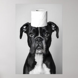 Caixa de Cão Boxer Engraçada Impressão Banheiro, R