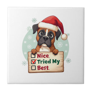 Caixa de cão Boxer fofa Natal Legal Tentei o meu M