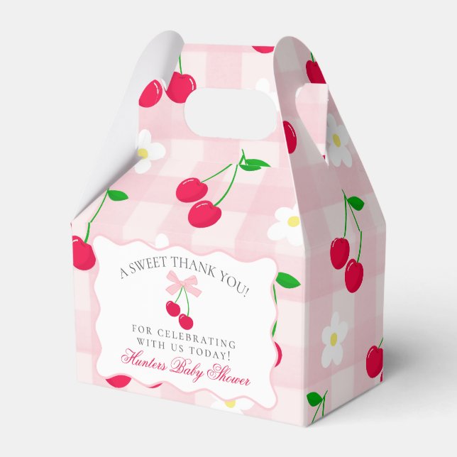 Caixa de Chá de fraldas de Coquetes Rosa Cereja (Frente)