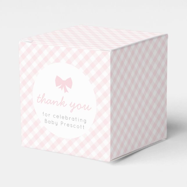 Caixa de chá de fraldas de gingham rosa (Frente)