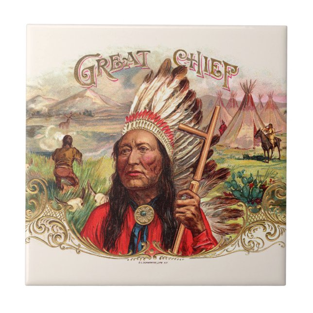 Caixa de Charutos Chefe do Excelente Indiano Vinta (Frente)