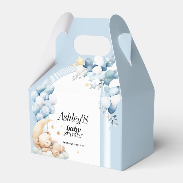 Caixa de Chás de fraldas e Balões de Menino Azul (Frente)