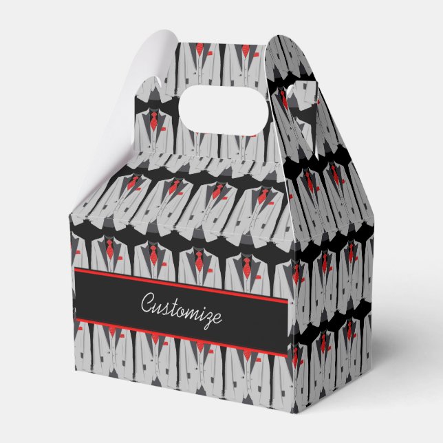 Caixa de Cinza e Favor de Gravata Vermelha (Frente)