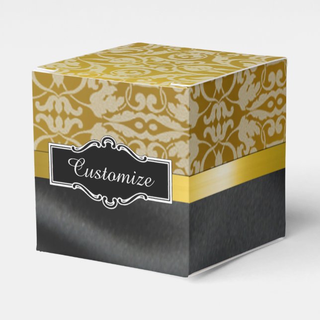 Caixa de Cubo Preto e Dourado Personalizado (Frente)