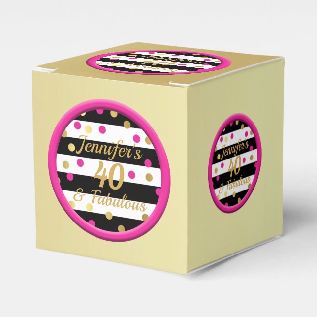 Caixa de Cupcakes 40 e Dourado fabuloso (Frente)