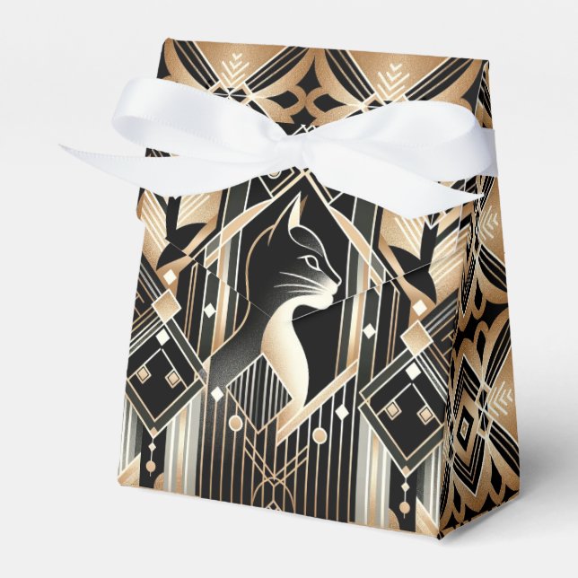 Caixa de Favor Abstracto de Gato Preto Decorativo (Frente)